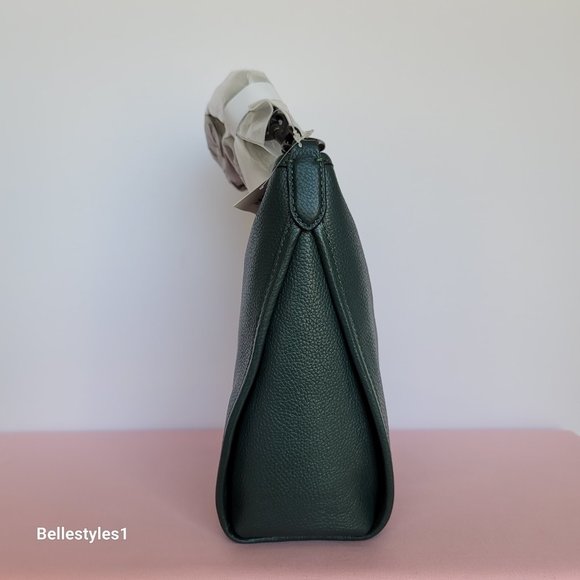 COACH Small Dufflette “C” Charm Polished Pebbled Leather Crossbody- Forest Color - Picture 8 of 16